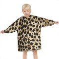 thumbnail image 3 of Brown and Black Leopard Print Blanket Hoodies for Kids 6-13YR Oversize Wearable Blanket Hoodies for Boys Girls Teens, 3 of 7