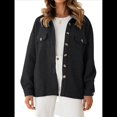 thumbnail image 3 of Chaqueta Informal de Otoño para Mujer, de Larga, con Botones, Holgada y Ligera, con Bolsillos. Negro XL, 3 of 8