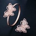 thumbnail image 2 of Cubic Zirconia 585 Rose Gold Big Butterfly Open Bracelet Bangle Ring Jewelry Set, 2 of 9