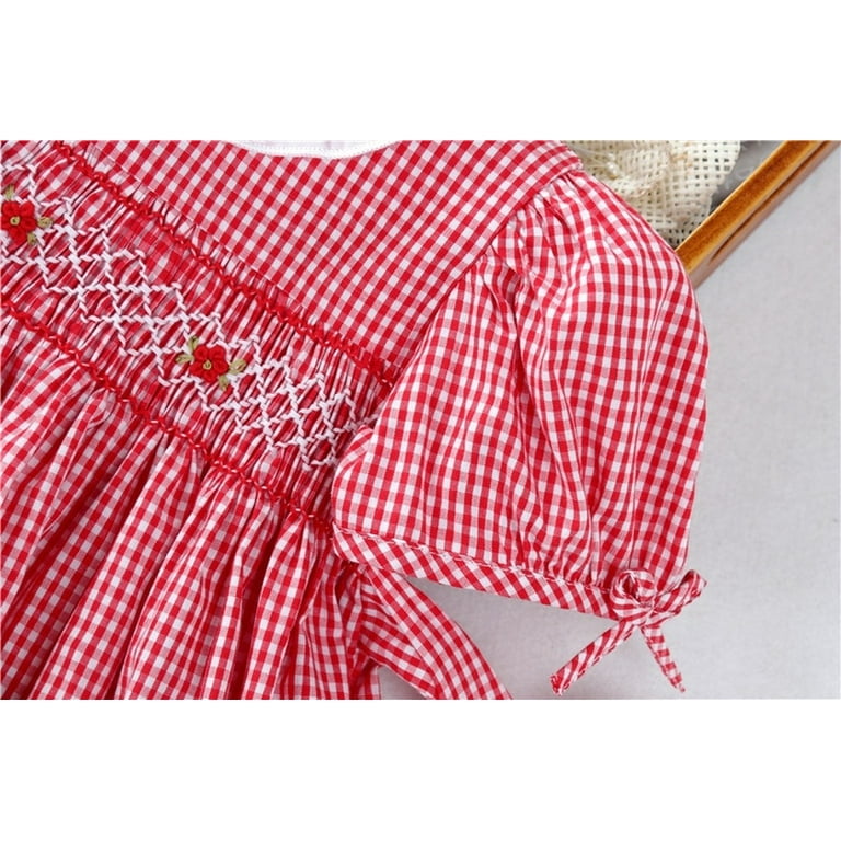 fitted lace wedding dress Girls' Red Gingham Dress
