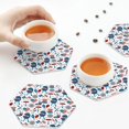 thumbnail image 3 of KLL Drink Coasters Set Hexagon of 4,PU Leather Absorbent Coasters Set Decorative Coffee Cup Coasters Housewarming Gift for Home Decor-Fourth Of July Party, 3 of 5