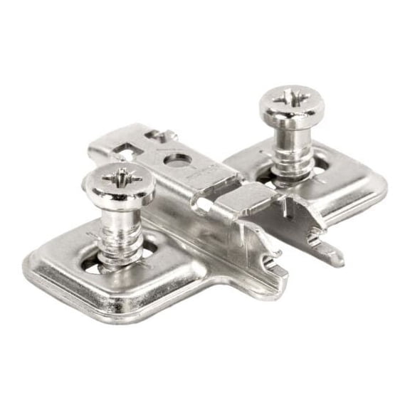 Blum 10-Pack CLIP Series Frameless 00mm One-Piece Wing Mounting Plates with Pre-Mounted Euro Screws, Nickel Plated