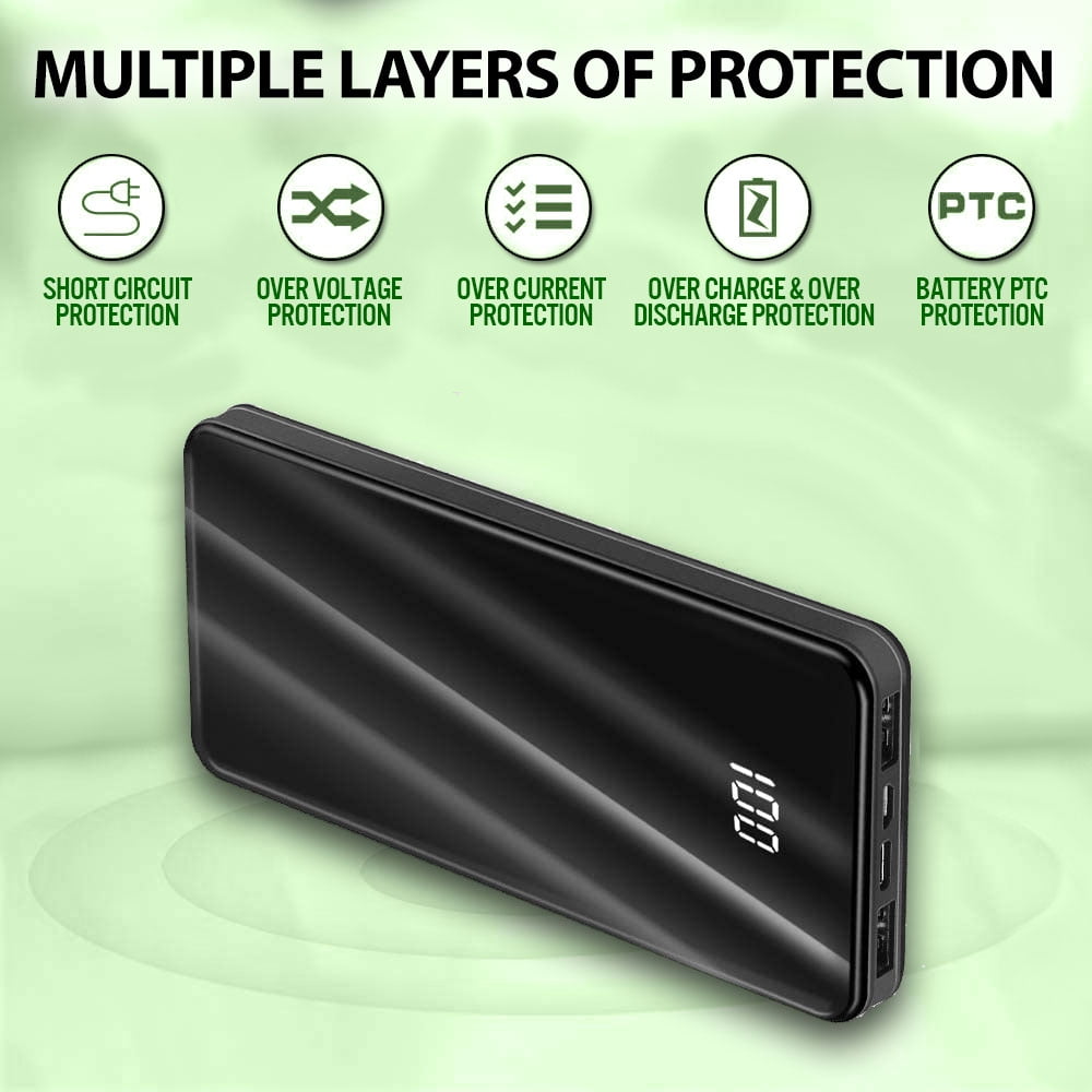 Portable Power Bank Fast Cell Phone Battery Charger, Black