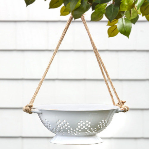 Ceramic Colander Hanging PlantersWhite