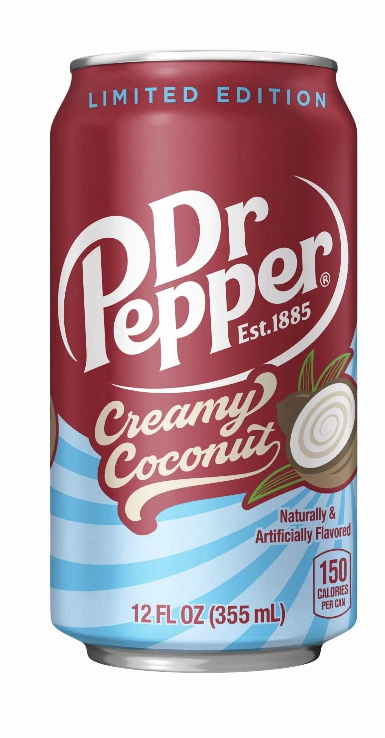 Dr Pepper Creamy Coconut Soda Pop, 12 fl oz, 12 Pack Cans