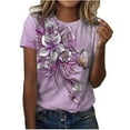 thumbnail image 2 of LSLJS T-Shirts pour Femmes T-shirt Imprimé Mode Manches Courtes Blouse Col Rond Hauts Décontractés, 2 of 4