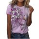 thumbnail image 2 of ICHUANYI Clearance Women's Fashion Printed T-shirt Short Sleeves Blouse Round Neck Casual Tops(Pink, S) ICHUANYI WER2023080710405, 2 of 4