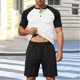thumbnail image 1 of Ceisia Men's Slim Fit Waffle Knit 2-Piece Set Raglan Sleeve Henley Short Sleeve T-Shirt with Elastic Waist Drawstring Shorts Gifts, 1 of 5