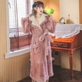 thumbnail image 4 of Camisón de manga larga para mujer, ropa de dormir con cinturón, pijama de lana cálida, ropa de casa japonesa, ropa de noche de invierno, 4 of 4
