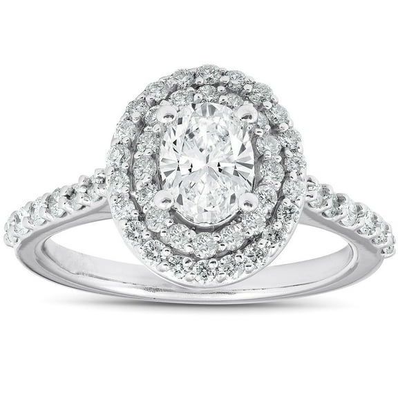 Empire Jewel Excellent 1 Ct Round Cut Lab Created Simulated Diamond Ring - 14K White Gold Over Wedding Anniversary Ring - 60th Wedding Anniversary Gifts - Teen Girls Birthday Gift - Proposal Rings