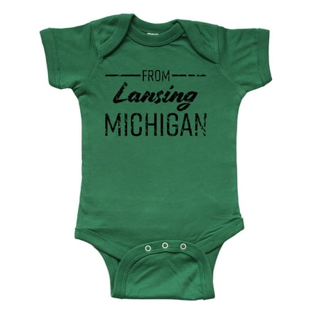 

Inktastic From Lansing Michigan in Black Distressed Text Gift Baby Boy or Baby Girl Bodysuit