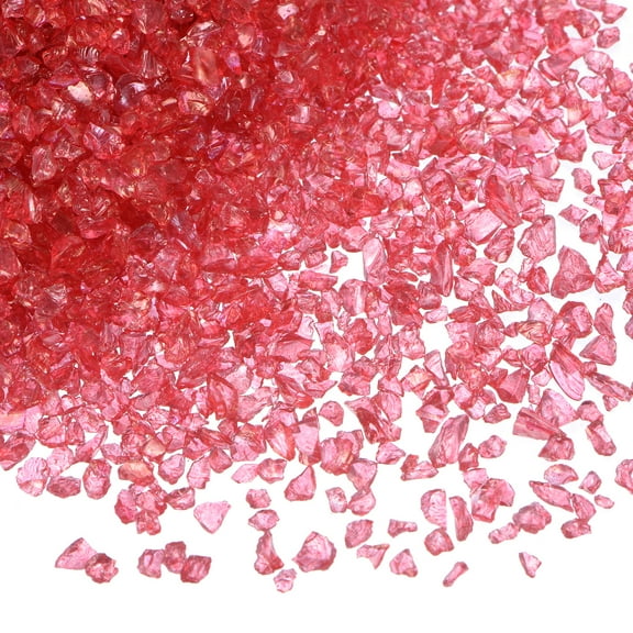 Uxcell 200g Crushed Glass Chips 2-4mm Irregular Broken Sprinkles Chunky Glass for Craft DIY Vase Filler Transparent Red