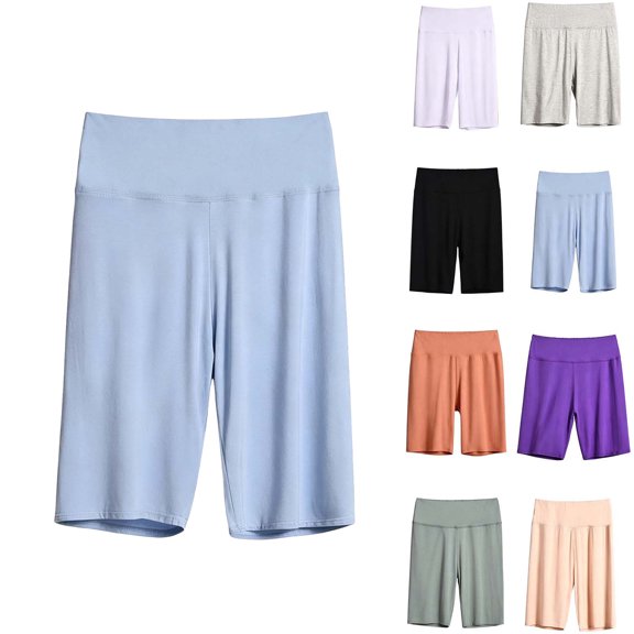 Womens Pajama Pants Dqueduo Women's Fashion Regular Waist Comfy Casual Exercise Pajama Shorts Knee Length Rayon Spandex Light Blue XXL