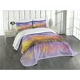 thumbnail image 3 of Ambesonne Autumn Quilted Bedspread Set 3 Pcs, Fall Season Trees River, Queen Size, Lavender Yellow, 3 of 5