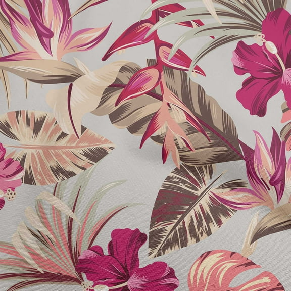 oneOone Cotton Silk Light Gray Fabric Floral & Leaves Sewing Fabric By The Yard Printed Diy Clothing Sewing Supplies 42 Inch Wide