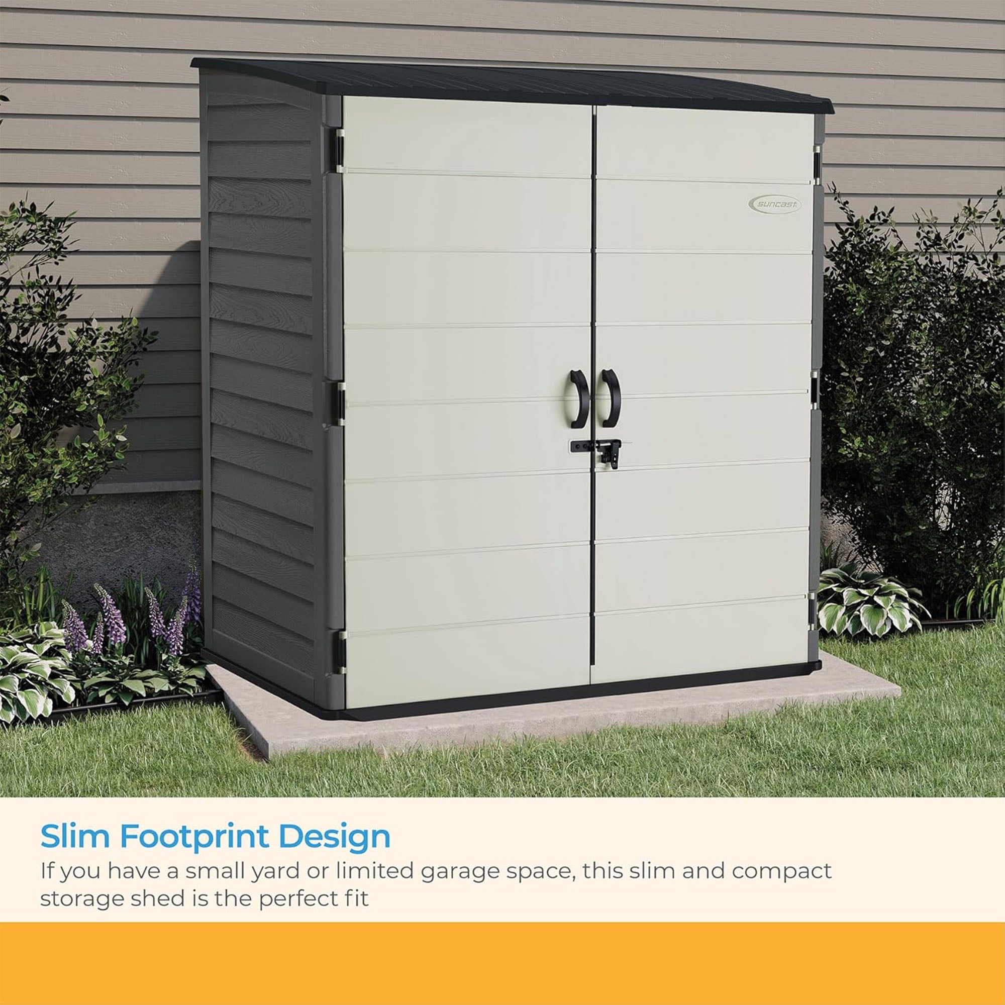 Suncast Extra-Large Vertical Storage Shed, All-Weather Outdoor Backyard Unit, Gray