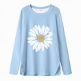 thumbnail image 4 of HCNTES Girls Long Sleeve T Shirts 10-12 Crewneck Fall Tee for Girls Trendy Basic Top for Girls Cotton Striped Colorblock Girls Sweatshirts(Sky Blue,13-14 Years), 4 of 4