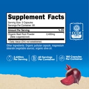 Nutricost Beet Root 2400mg, 180 Capsules - Supplement made with Organic Beet Root, 60 Servings