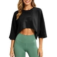 thumbnail image 3 of Posijego Workout Tops for Women 3/4 Sleeve Crop Tops Summer Athletic Running Yoga Sport Tees Activewear Gym Shirts for Ladies, 3 of 8