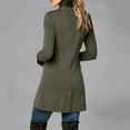 thumbnail image 6 of comerut Women Fall Winter Jacket Stand Collar Neck Protection Single-breasted Irregular Split Hem Soft Patchwork Long Sleeve Solid Color Thick Warm Mid Length Lady Coat, 6 of 8
