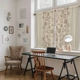 thumbnail image 5 of Japanese Kitchen Curtains 45 Inch Length, Beige Farmhouse Retro Floral Leaf Pattern Tiers Curtains for Bathroom Bedroom Cafe, Light Filtering Small Window Treatment Short Drapes 2 Panels 42"Wx45"L, 5 of 8