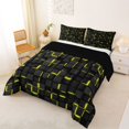 thumbnail image 2 of Manfei Bold 3D Square Queen Comforter Set, Neon Glow Comforter Sets Queen, Black Yellow, Black Reversible 3 Pieces, 1 Comforter and 2 Pillowcases, 2 of 6