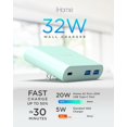 thumbnail image 3 of Cargador iHome AC Pro multipuerto USB de pared de 32 W, color menta, 3 of 7