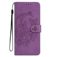 thumbnail image 2 of Butterflies Pattern Case Compatible with iPhone 14 Plus, Vintage PU Leather Wallet Case Card Slots Kickstand Magnetic Closure Shockproof Flip Folio Book Case Cover Wrist Strap, Purple, 2 of 5