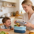 thumbnail image 4 of Lunch Box Container With Handle And Built In Cutlery Compartment Microwave Safe Food Storage 21.5 cm x 12 cm x 12 cm, 4 of 6