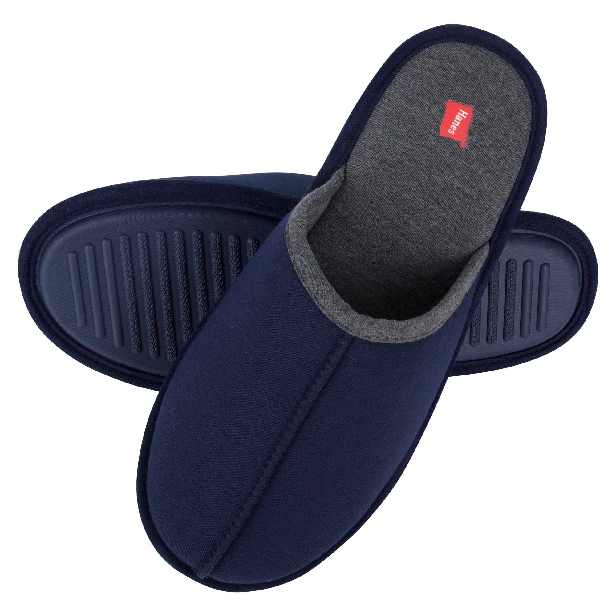 Hanes Mens Slide Jersey Scuff Slipper - Black/Extra Extra Large
