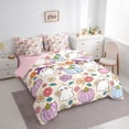 thumbnail image 2 of Manfei Funny Ghosts Flowers 7-Piece Twin Bedding,Happy Halloween Bedding Comforter Set,Pink,Pink Reversible, 2 of 7
