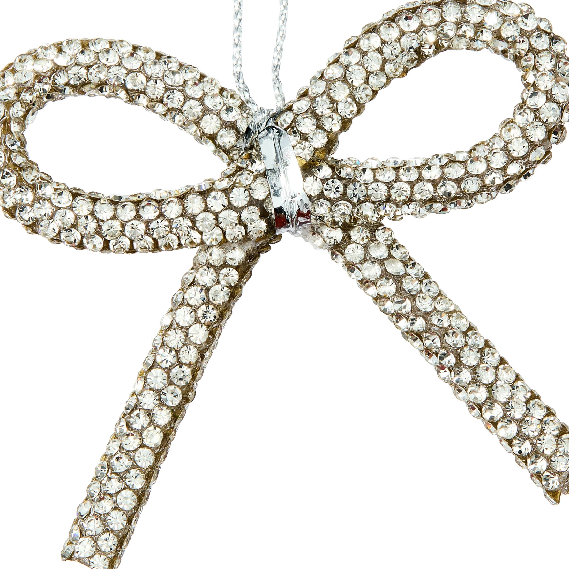 4-Count Silver Gem Bow Mini Christmas Ornaments, 2", by Holiday Time