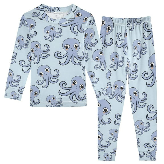 joogoo Octopus Cute 2 Piece Long Sleeve Tee and Pants Cotton Pajama Set 5Y
