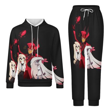 Hazbin Hotel Unisex Hoodies And Sweatpants Set Sweatshirts Jogger Pants Hooded Hoody Tracksuits Set Suit Winter Daily Adult Sweatsuit 2 Pcs