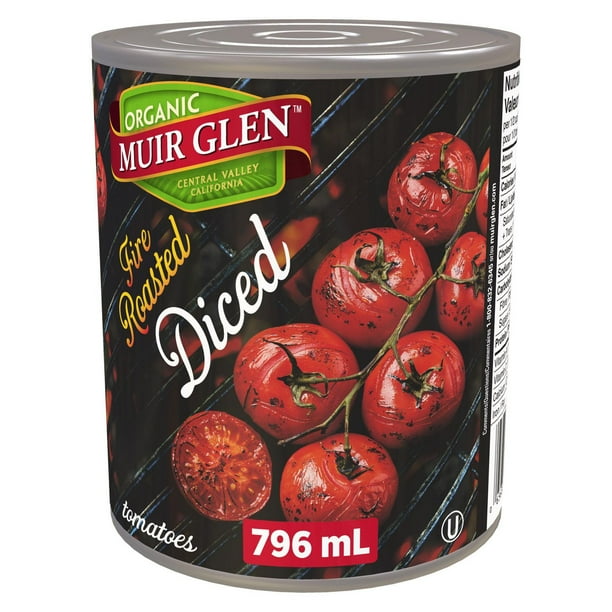 Tomates biologiques en dés grillées sur le feu de Muir Glen