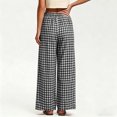 thumbnail image 4 of Karymi Summer Outfits Elastic High Waist Plaid Wide Leg Pants, Casual Checkered Trousers with Side Pockets, Lightweight Palazzo Pants Sweatpants Women, 4 of 7
