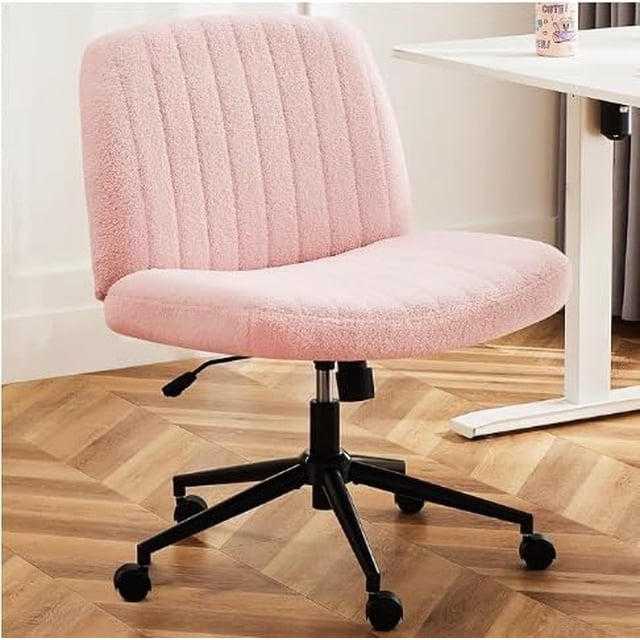 Zocalo Silla Ergonómica de Oficina sin Brazos con Ruedas Rosa, Altura Ajustable (78.5-90.5cm), Respaldo Reclinable 20°, Giro 360°, Asiento (63x50cm), Base Metálica Negra (136 kg), para Hogar y Oficina