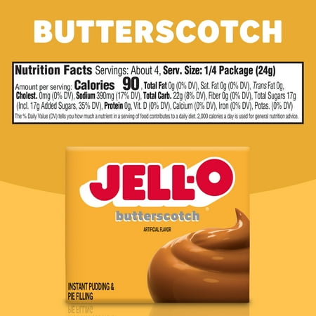 Jell-O Butterscotch Instant Pudding & Pie Filling Mix, 3.4 oz Box