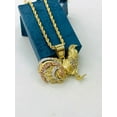 thumbnail image 6 of Medalla del Gallo de Tres Colores CZ para Mujer y Hombre Rope Chain Necklace 24" for Mens 18K Gold Filled Chicken Rooster Pendant Necklace, 6 of 8