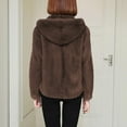 thumbnail image 3 of Zip Up Jacket for Women Winter Fuzzy Fleece Hooded Coat Long Sleeve Cardigan Trendy Outwear Casual Outerwear (XXXXXL, Brown), 3 of 6