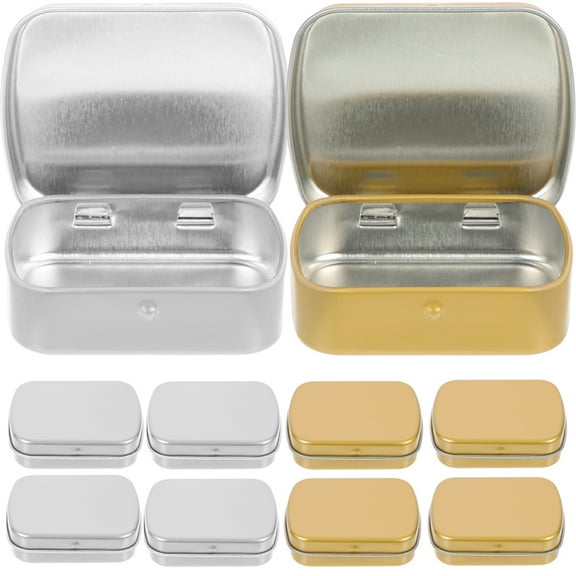10pcs Empty Peppermint Candy Boxes Tinplate Rectangular Containers