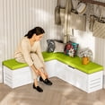 thumbnail image 3 of Advwin L-Shaped Corner Storage Bench with Cushion, Backless Wood Bench with Hidden Storage for Kitchen, Dining Nook, Entryway & Mudroom, Green, 3 of 13
