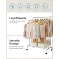thumbnail image 3 of SONGMICS HOME Double-Rod Clothes Rack - Heavy-Duty Metal Frame Garment Rack, 220 lb Max Load, 40.7 inches Wide, Silver, 3 of 6