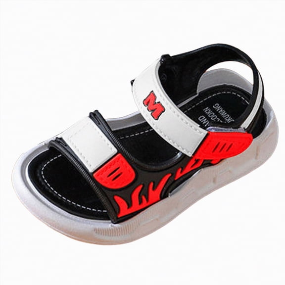TOWED22 Kids Hiking Sport Sandals with Back Strap Adjustable Athletic Orthopedic Walking Sandals for Boys Girls(Red,11.5)