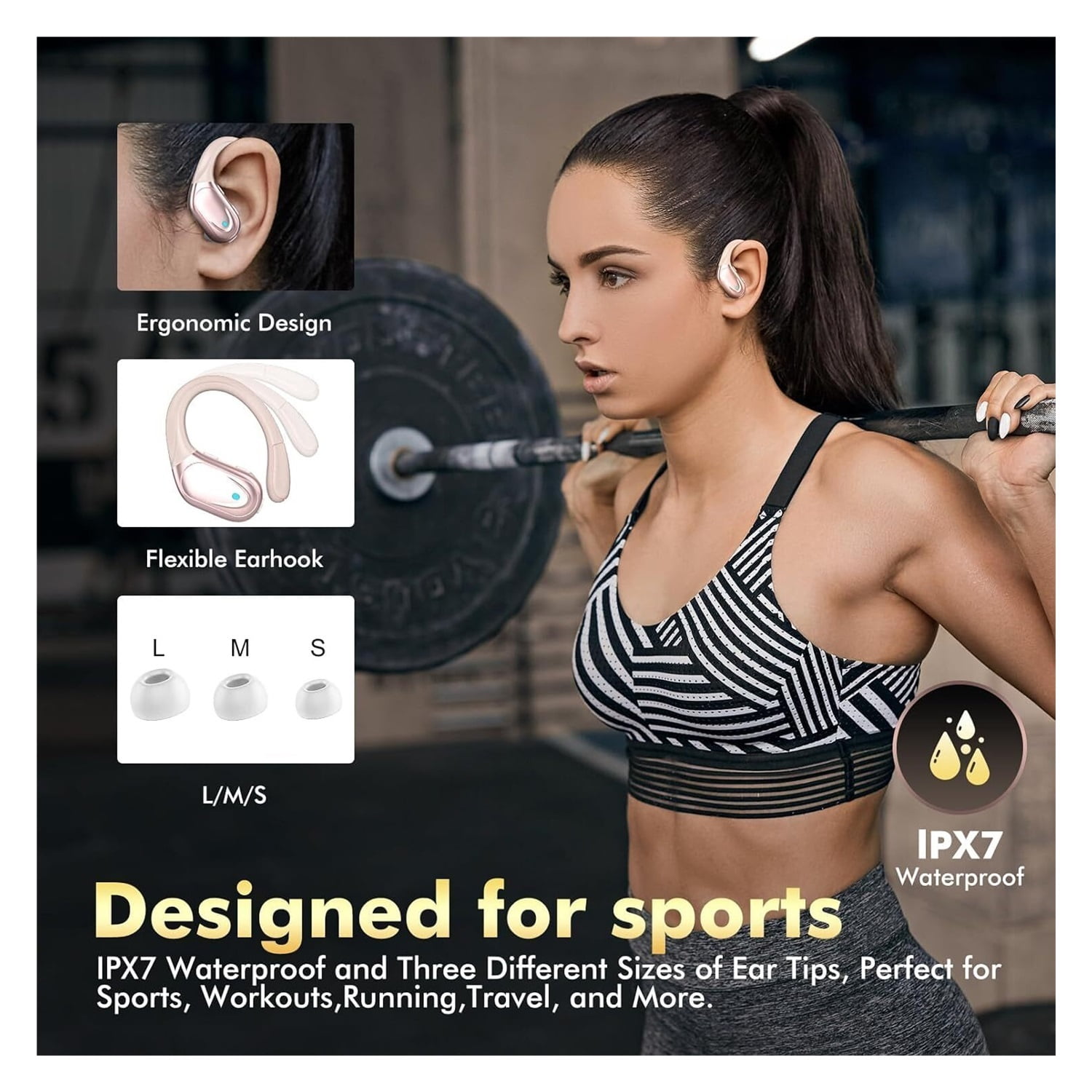 Wireless Earbuds Sport Bluetooth Headphones 5.3, 80Hrs Stereo New Bluetooth Earbuds with HD Mic, Earbuds with ENC Noise Canceling Earphones, IP7 Waterproof Headset for Sports/Workout/Running