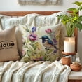 thumbnail image 2 of SOIBC-Watercolor Birds Flowers Decorative Pillowcases 2pack Spring Summer Patio Decor Cushion Cover Farmhouse Rustic Birds Floral Pillow Covers 18 x 18 Inches for Sofa Couch Porch (Blue/Purple), 2 of 4
