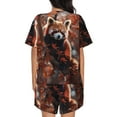 thumbnail image 6 of Fuzoiu Red Panda Autumn Branches Print Women's Short-Sleeved Pajama Set,Lounge Sleepwear Set,Womens Pajama Sets 2 Piece,Button-Up Top and Shorts with Pockets-3X-Large, 6 of 7