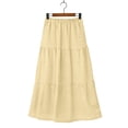 thumbnail image 4 of Womens Midi Skirt Fashion Solid Color Casual Breathable Knee Length Lightweight Everyday Light Yellow L, 4 of 5