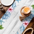 thumbnail image 3 of Watercolor Coastal Table Runner 70 Inches, Sea Shell Starfish Lemon Flowers Wood Gray Bed Runner Dresser Scarves Tabletop for Indoor Outdoor Parties/Ceremony/Banquet, 13" x 70", 3 of 9
