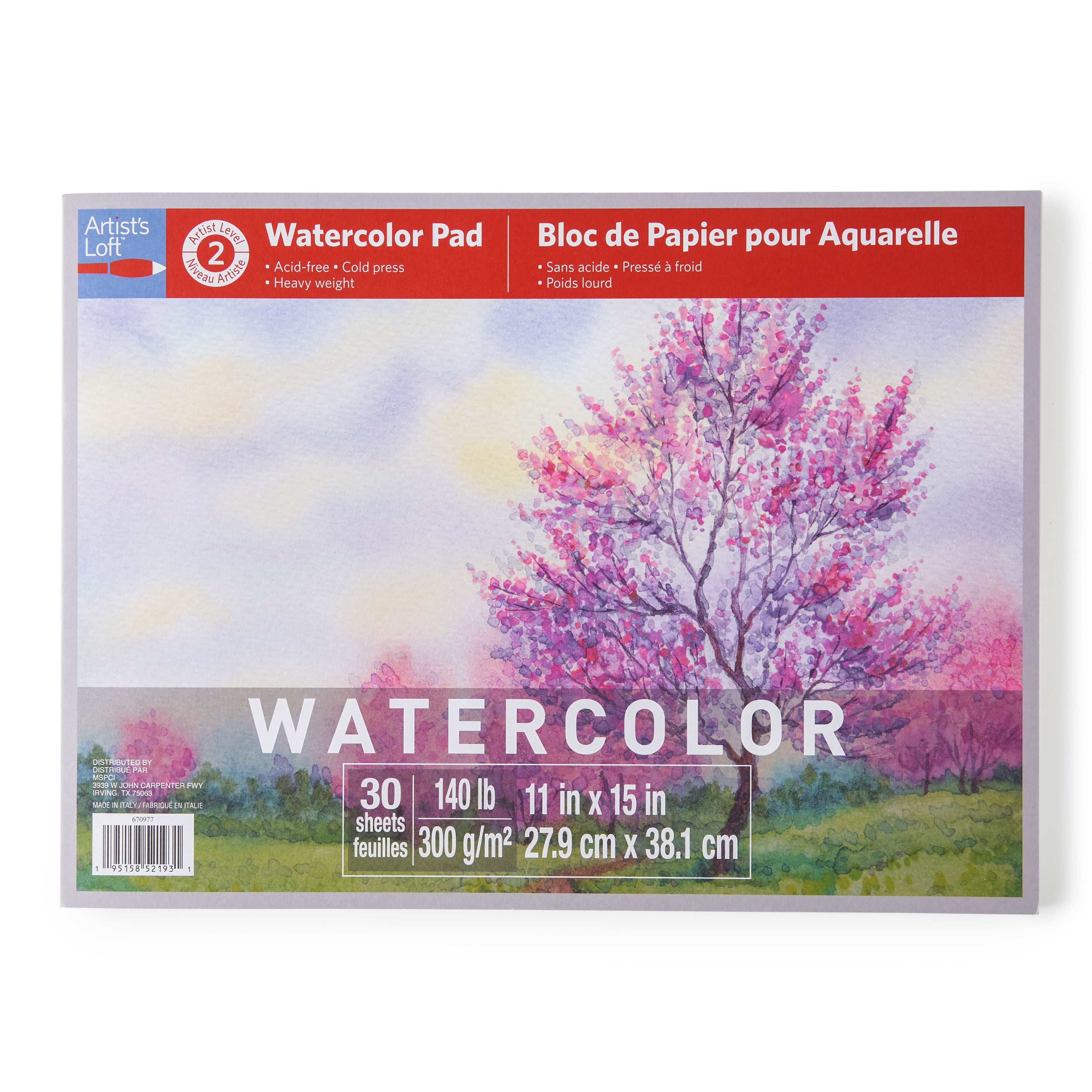 Artist's Loft 11" x 15" Watercolor Pad - Heavyweight and Acid Free Paper for Watercolor Paint - Bulk 9 Pack